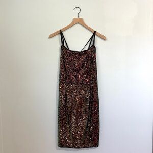Sequin Black and Gold Mini Dress